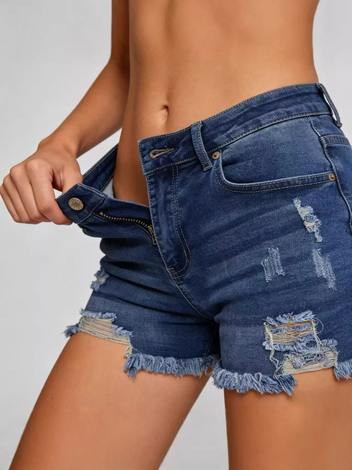 Women's Distressed Frayed Hem Denim Shorts