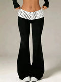 Women's High-Waisted Polka Dot Flare Pants - White