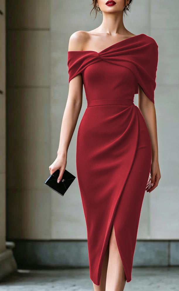 Summer New Elegant Commuting Solid Color Irregular Dress Gown