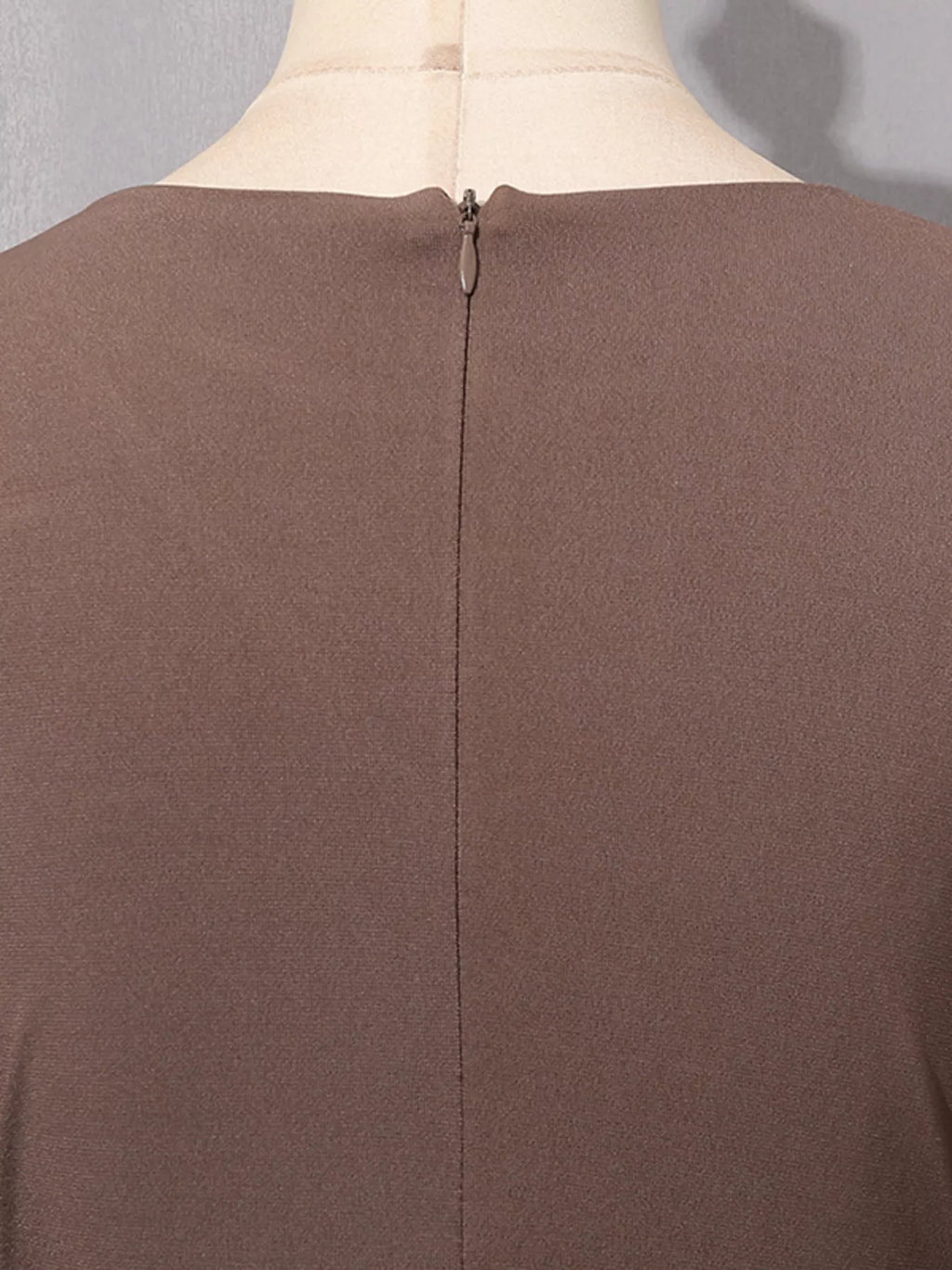 Women's Brown Ruched Long-Sleeve Maxi Dress with Cutout Detail - Brown
