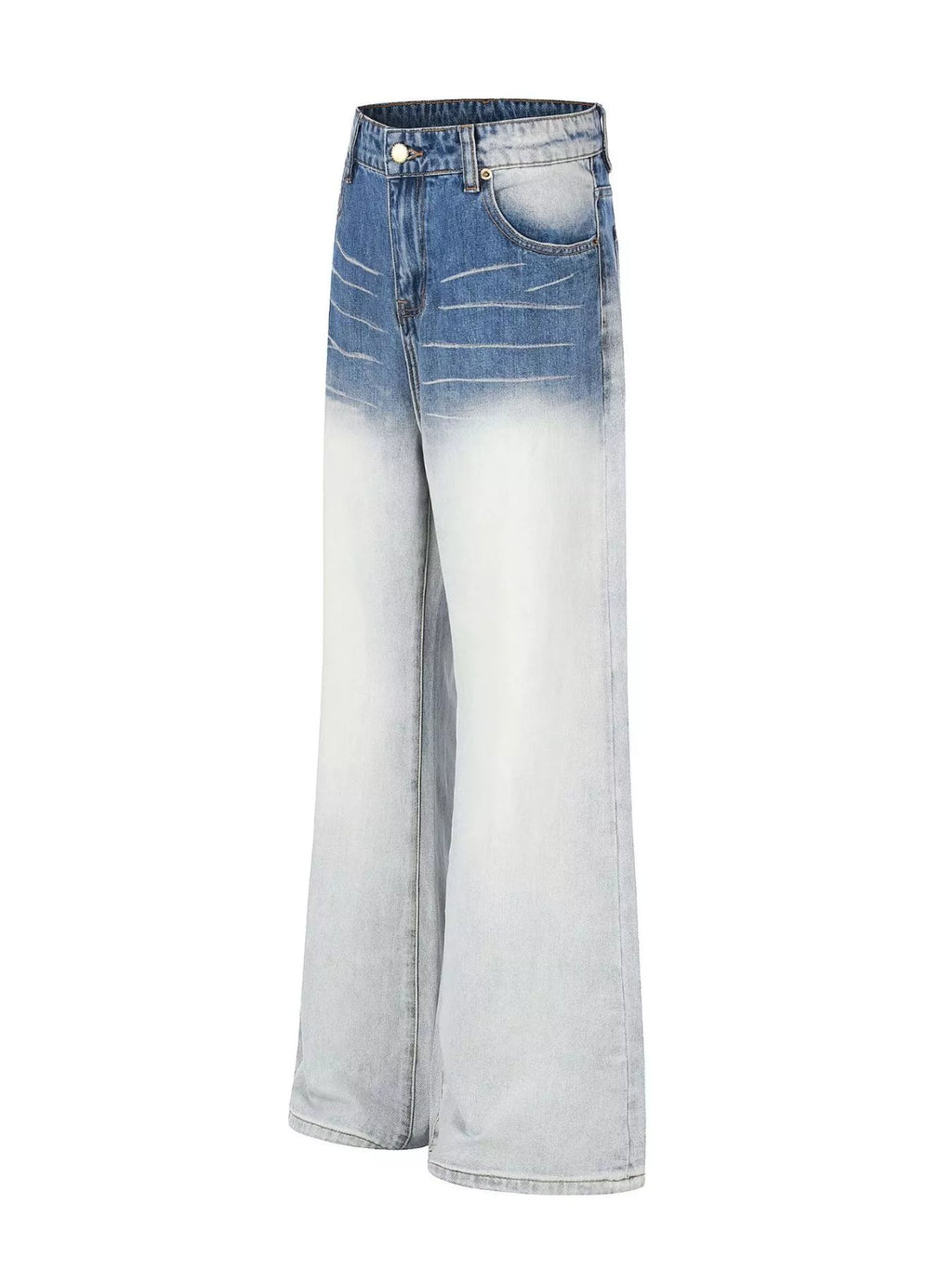 Men's Blue Men's Washed Wide-Leg Jeans, Plus Size - Blue