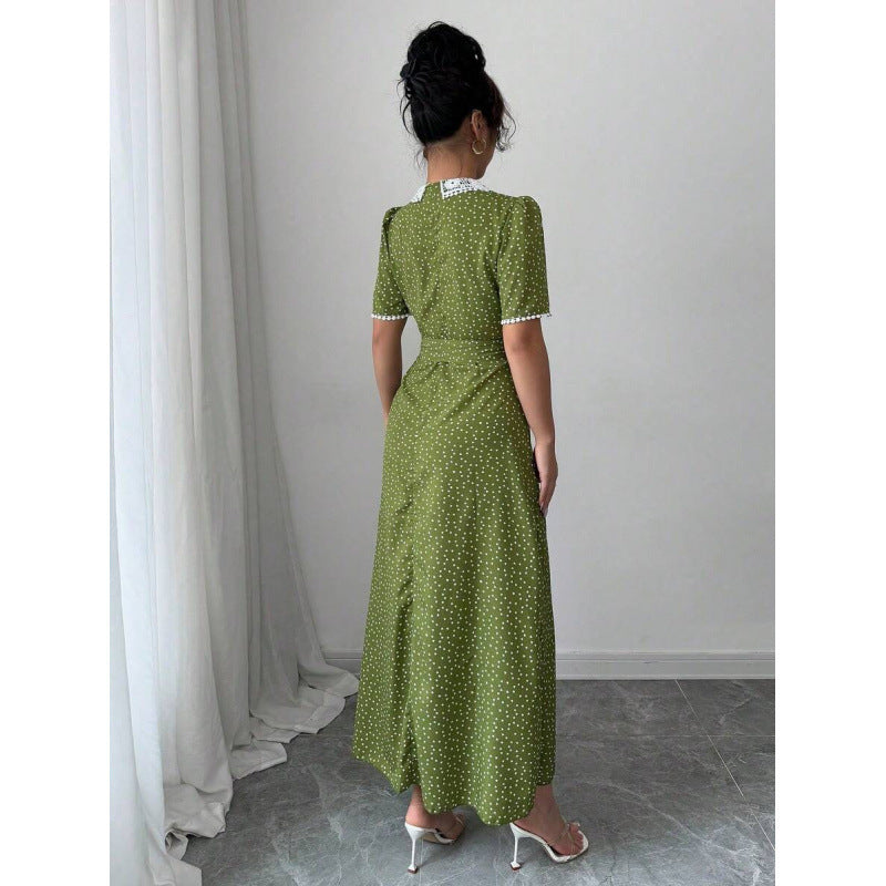 Women's Ruffled-collar Simple And Stylish Short-sleeve Dress