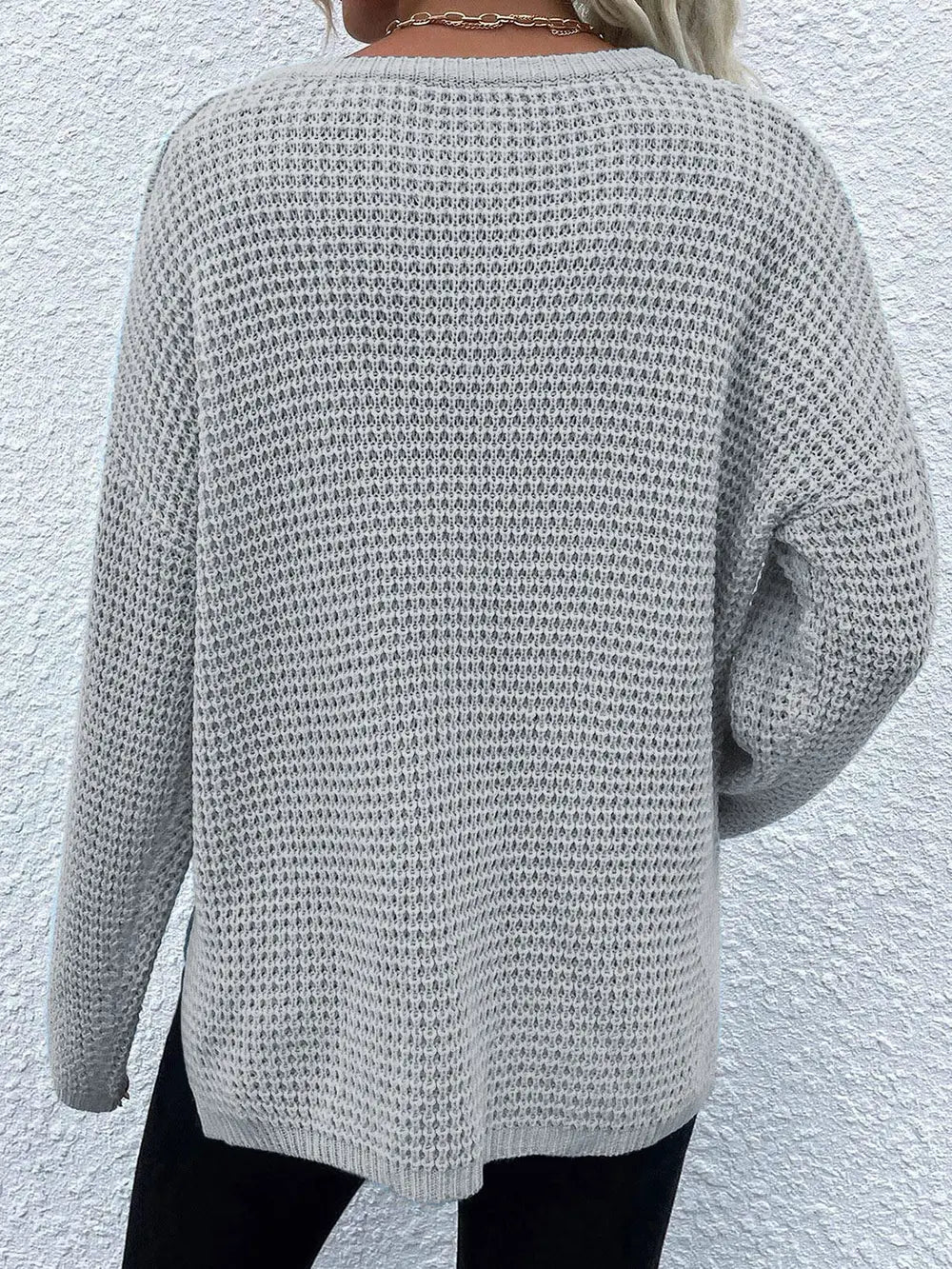 Women's Notched Long Sleeve Sweater