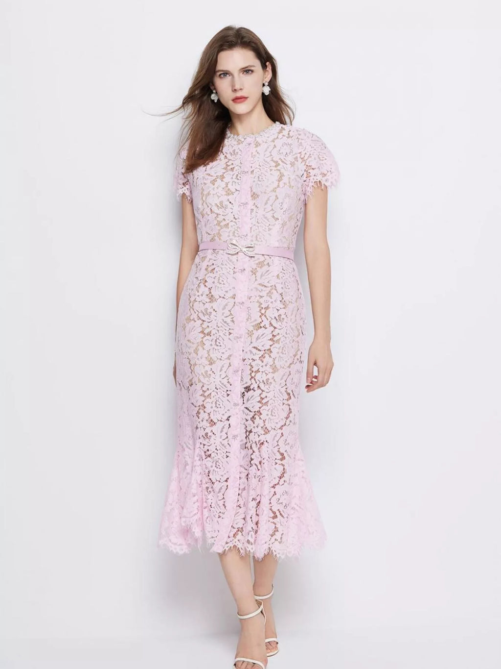 Women's Lace Short Sleeve Mermaid Dress