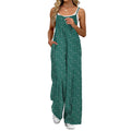 Women's 2026 European And American New Summer American Style Sexy Girl Adjustable Shoulder Strap Printed Leisure Halter Floral Jumpsuit - Green Floral Print