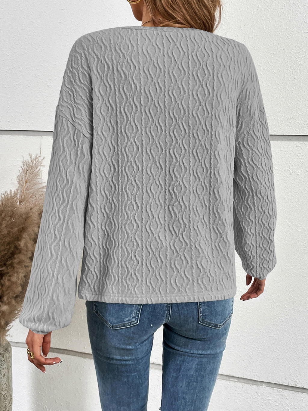 Women's Half Button Long Sleeve Top