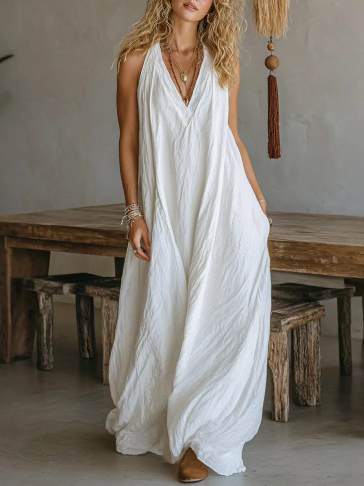 Full Size Sleeveless Flowy Maxi Dress Plus Size
