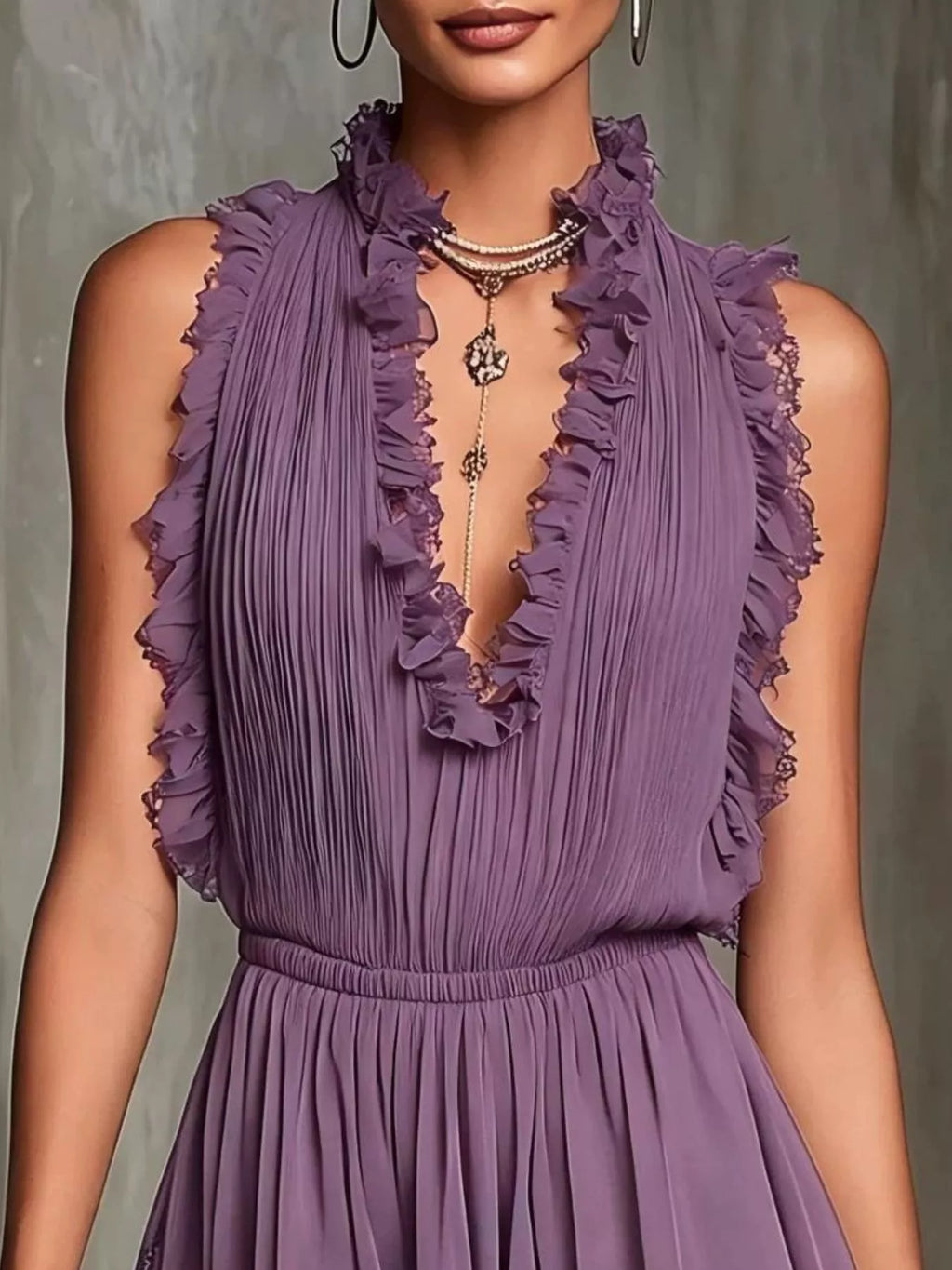Women's Lace Hem Sleeveless Mini Dress