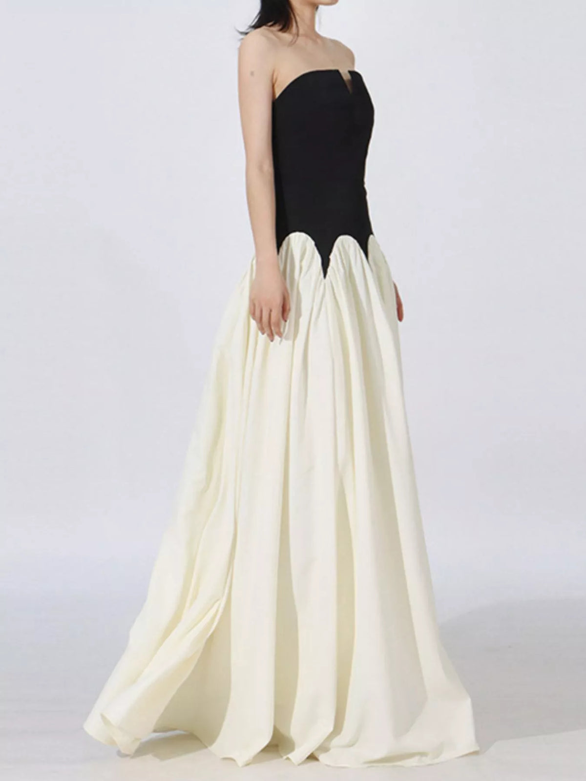 Women's Black Two Tone Tube Maxi Dress - Black