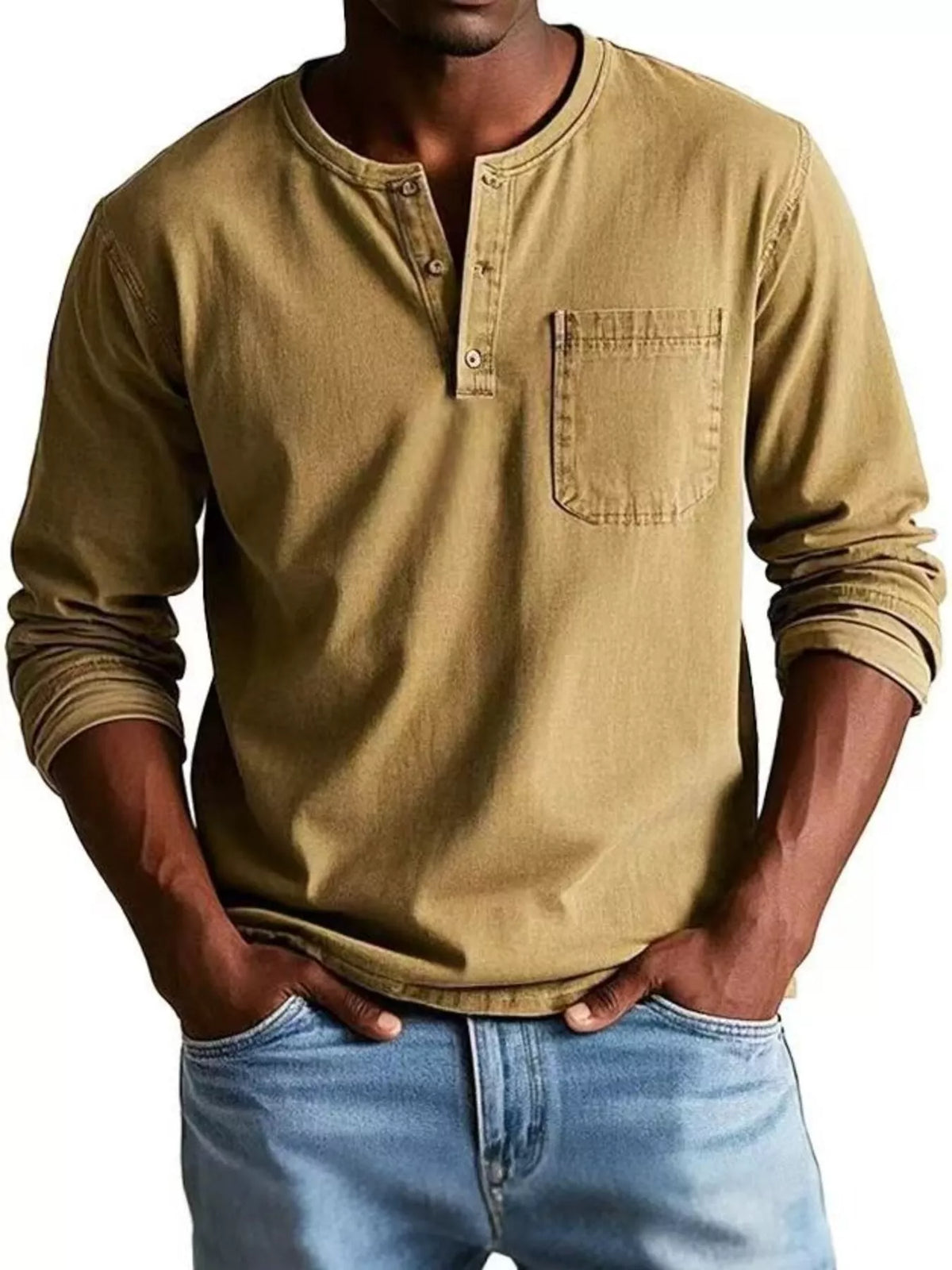 Full Size Button Detail Long Sleeve Top Plus Size