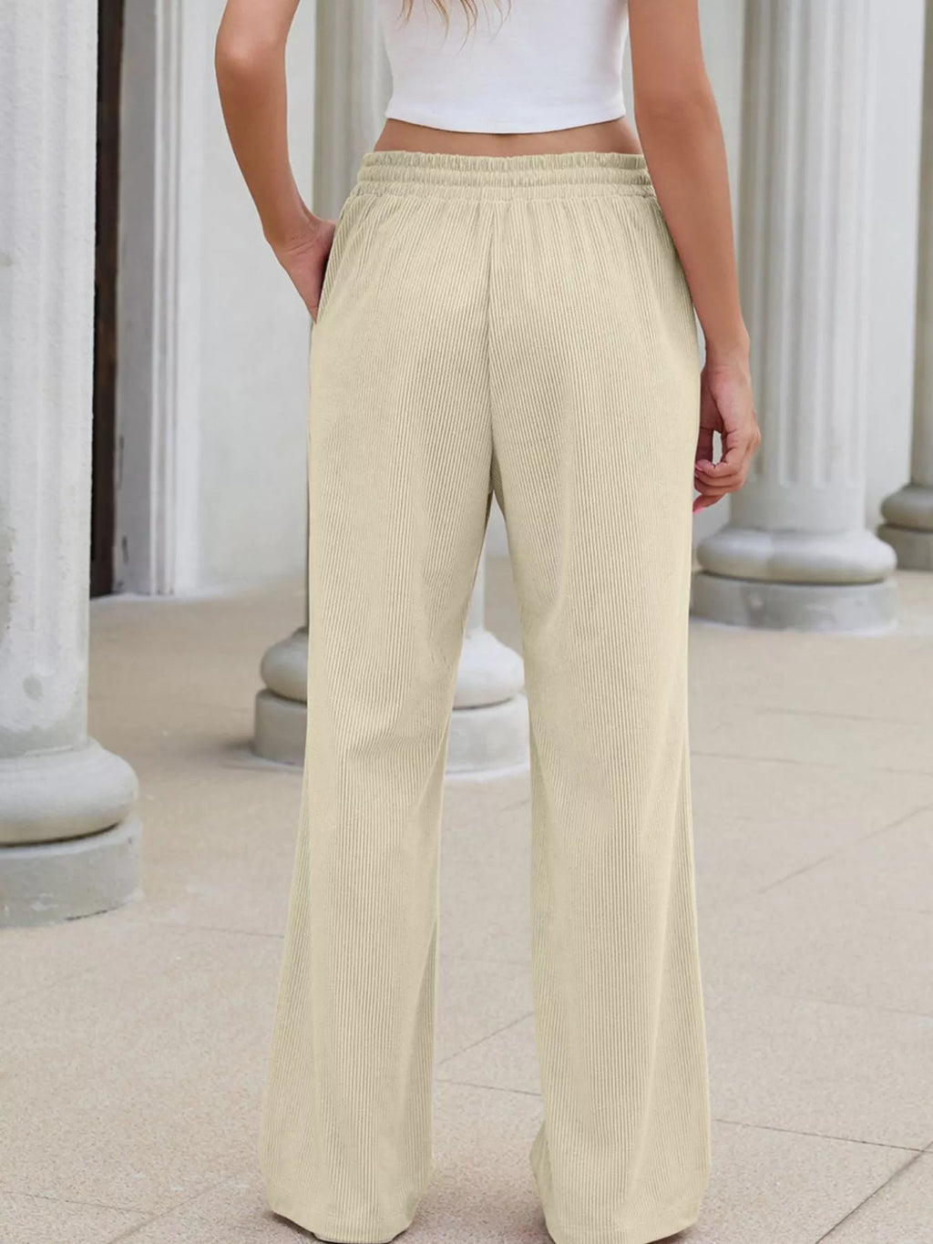 Women's High-Waisted Drawstring Wide-Leg Casual Pants