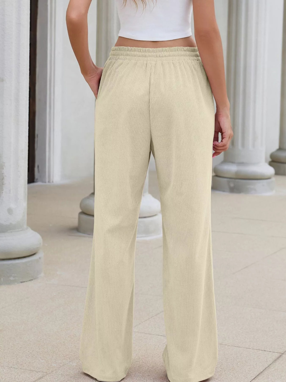 Women's High-Waisted Drawstring Wide-Leg Casual Pants