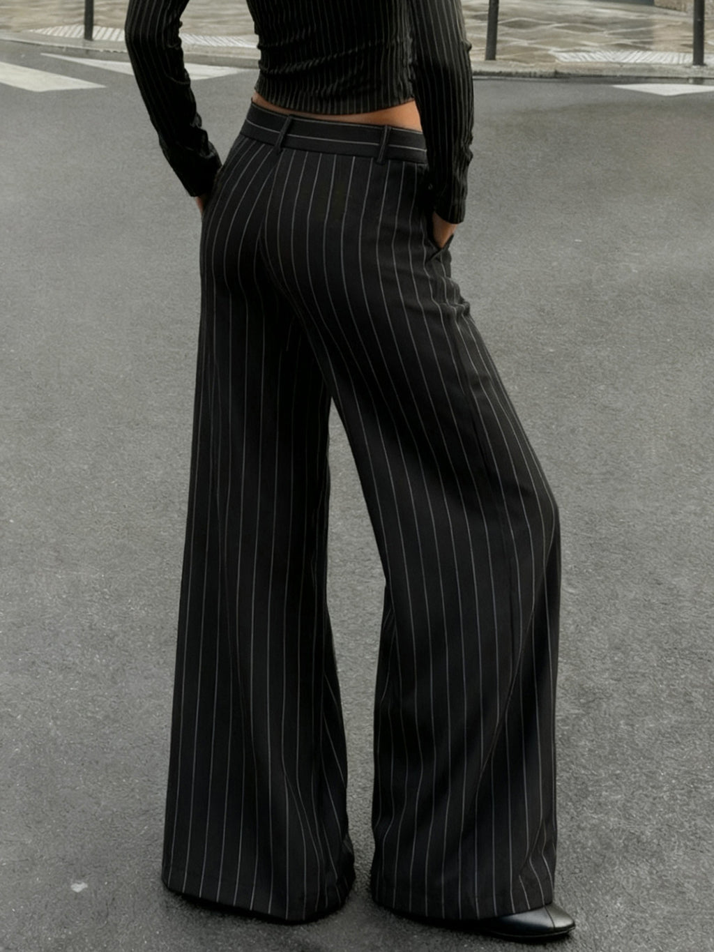 style Chic Commuter Striped Wide-leg Woven Pants