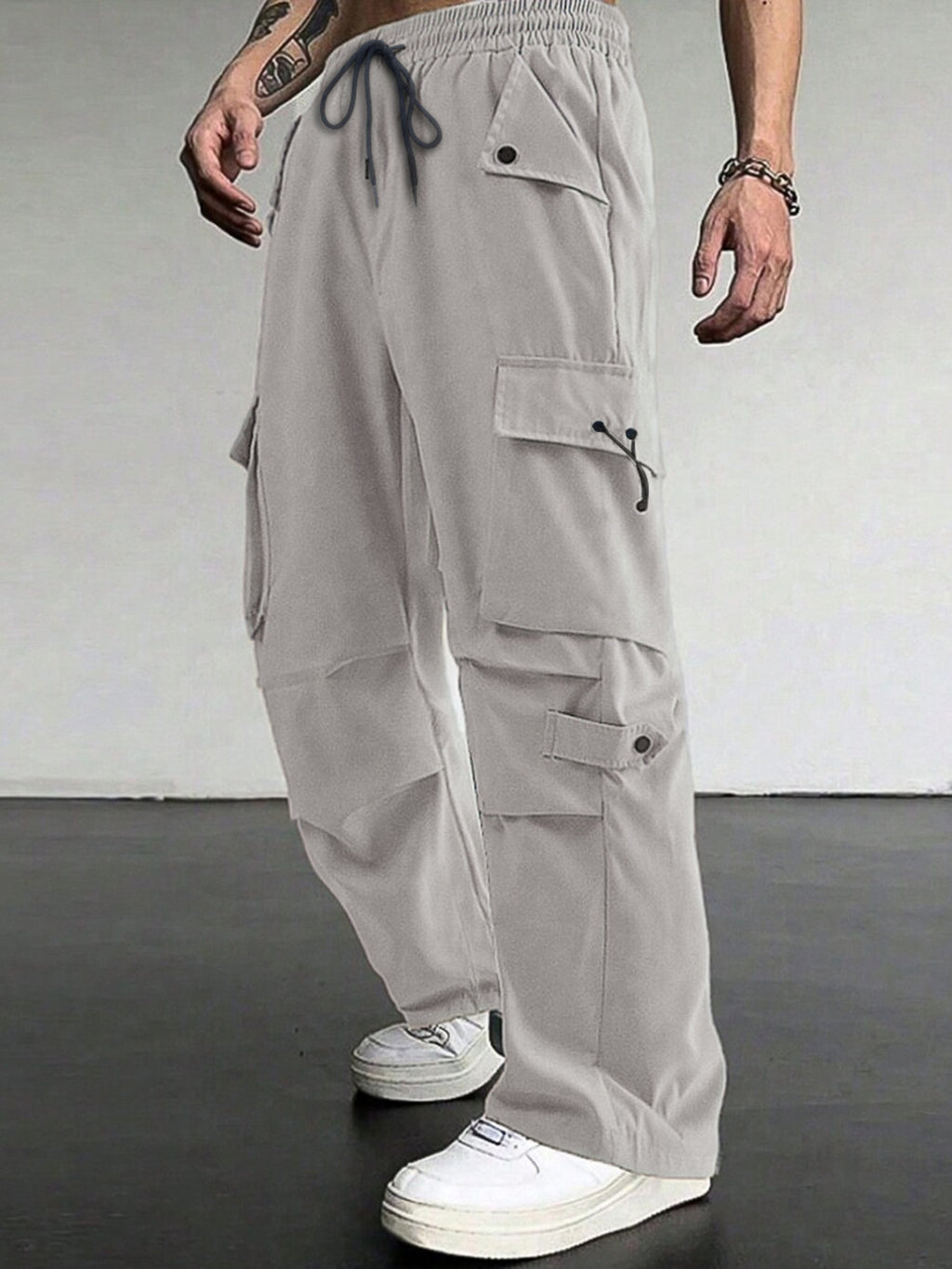 Men's Loose Fit Cargo Pants - Gray