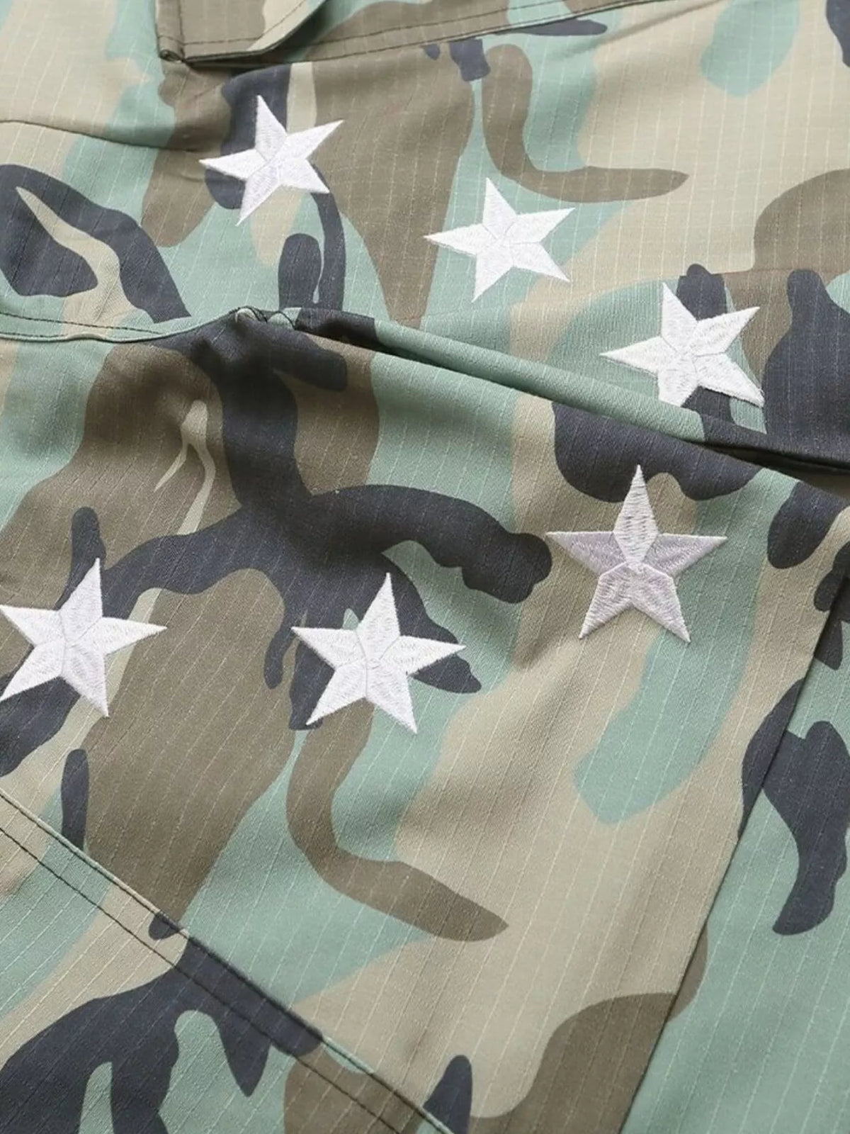 Men's Green Camouflage Men's Star Camouflage Cargo Capris - Green Camouflage