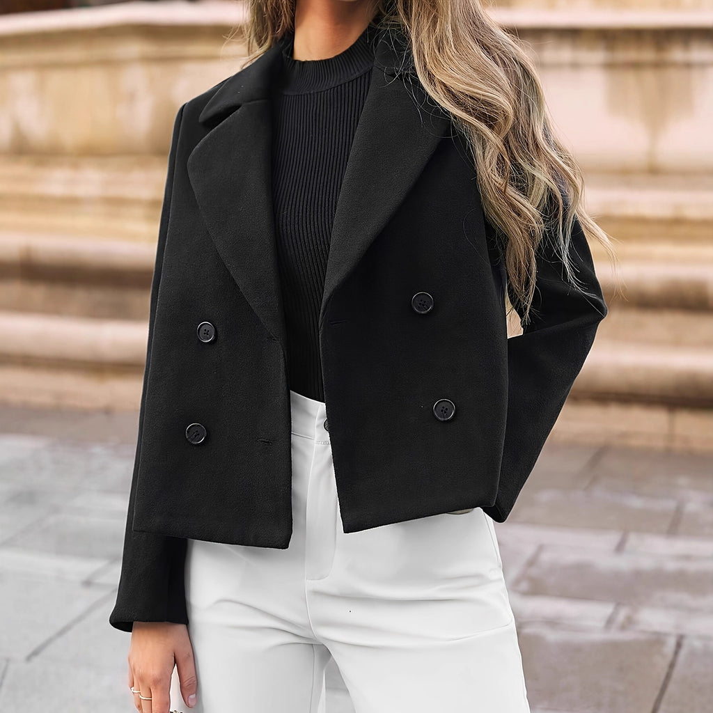 Women's Elegant And Simple Wool Double-breasted Casual Jacket