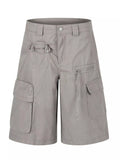 Men's Grey Men's Cargo Shorts with Multiple Pockets - Grey