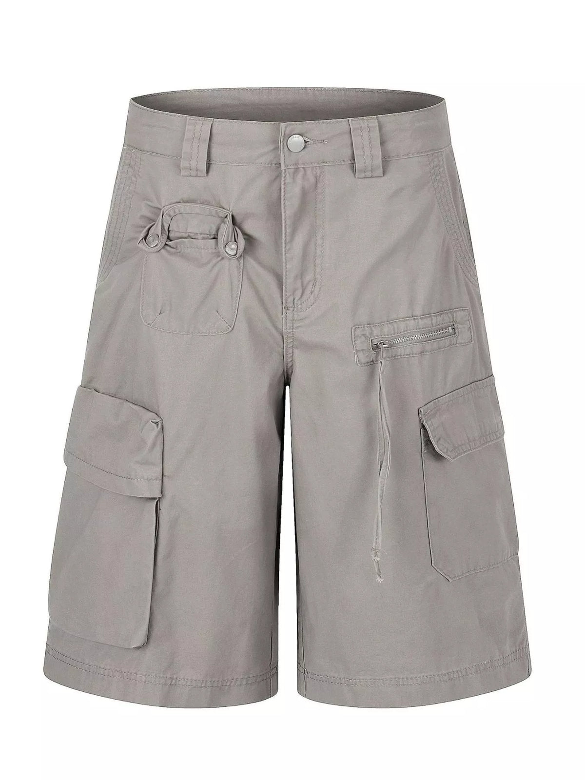 Men's Grey Men's Cargo Shorts with Multiple Pockets - Grey