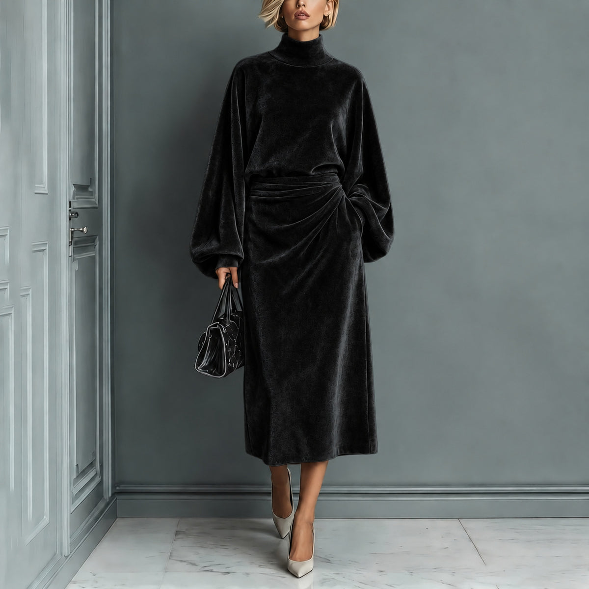 Women's Turtleneck Long-sleeve Dress