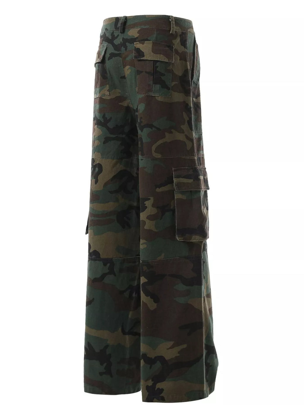 Men's Green Camouflage Men's Camouflage Wide-Leg Cargo Pants - Green Camouflage