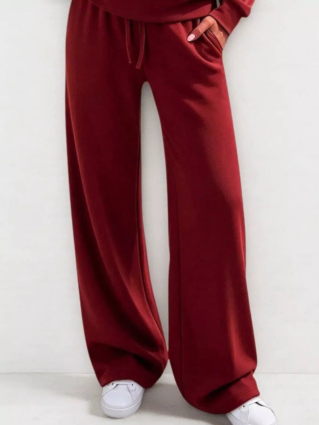 Women's Button Detail Dropped Shoulder Top and Pants Set