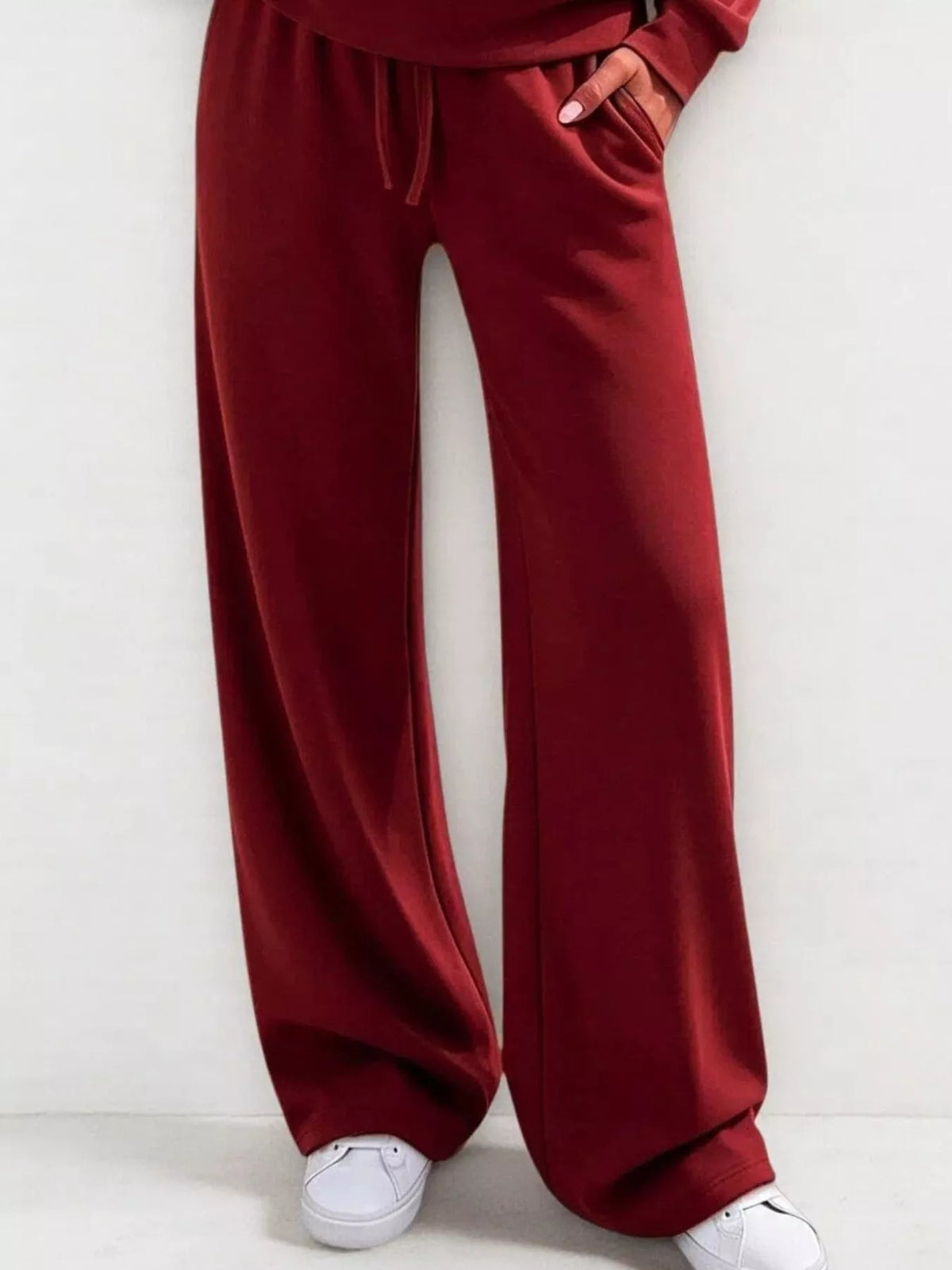 Women's Button Detail Dropped Shoulder Top and Pants Set