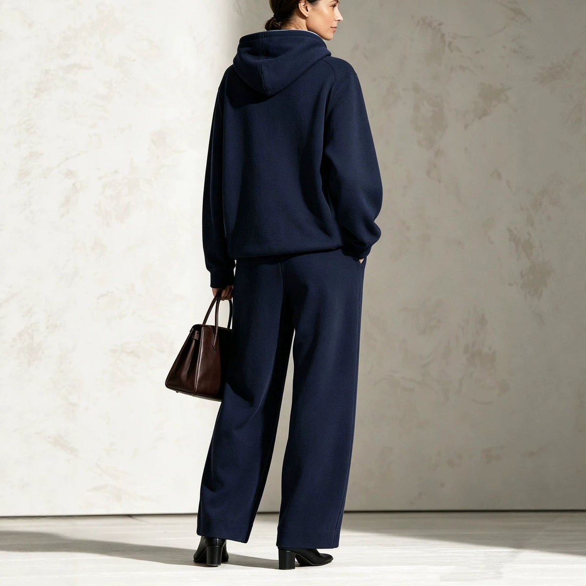 Hooded Sweatshirt And Wide-leg Pants Fashion Set