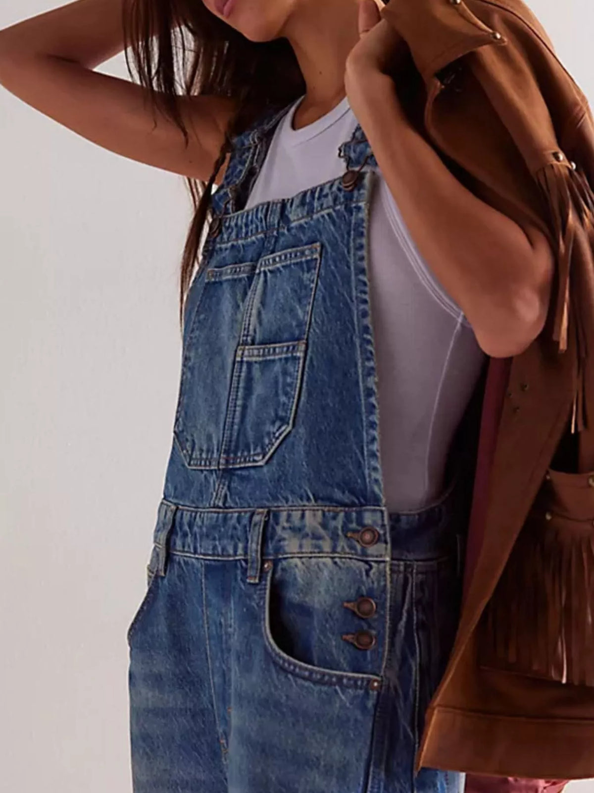 Women's Wide Strap Wide Leg Denim Overalls