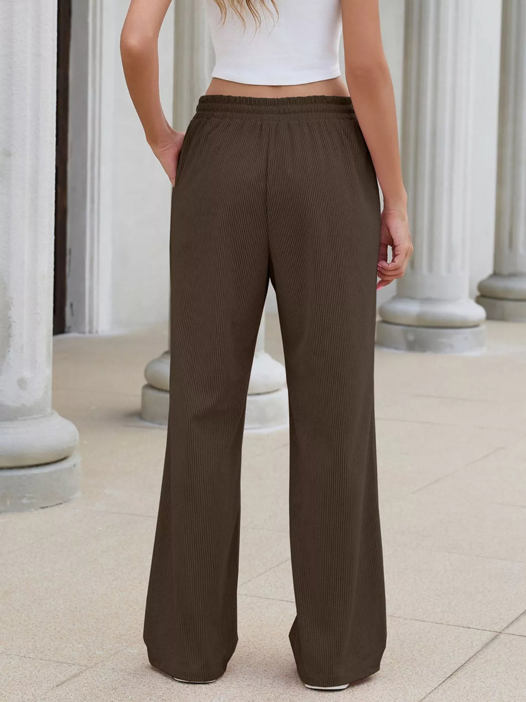 Women's High-Waisted Drawstring Wide-Leg Casual Pants