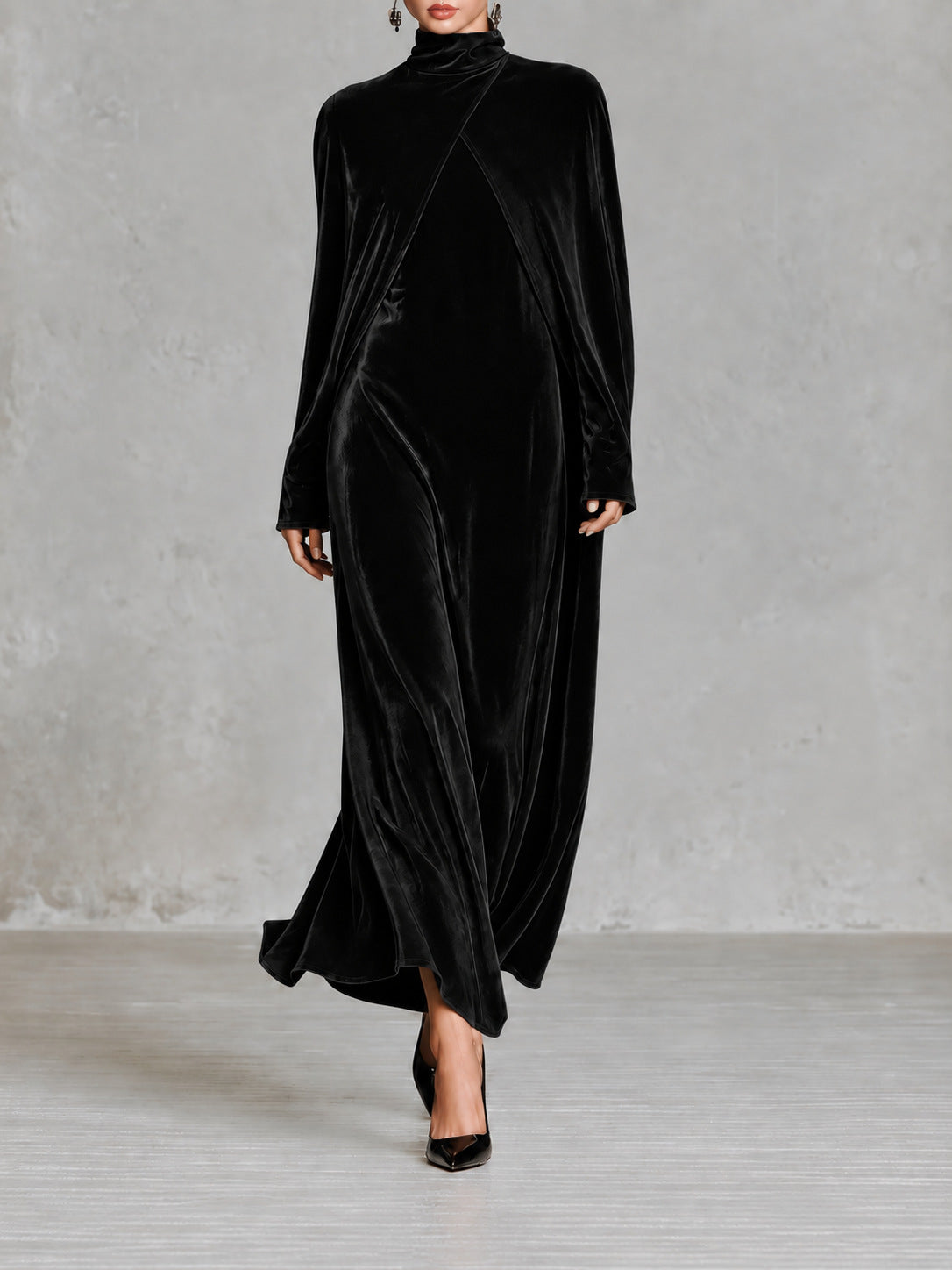 Women's Turtleneck Long-sleeve Shawl Dress