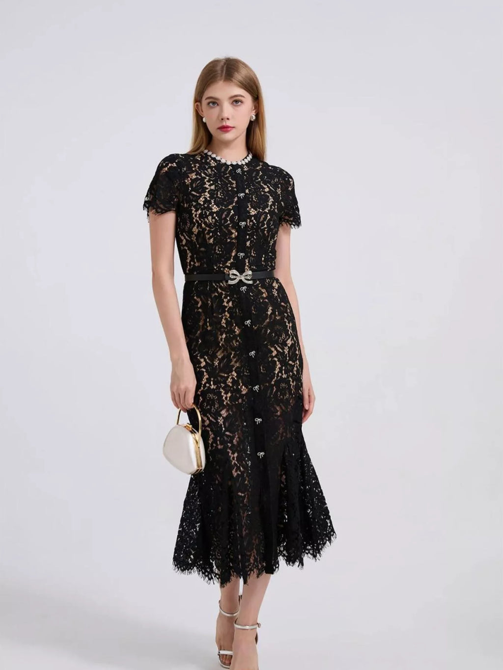 Women's Lace Short Sleeve Mermaid Dress