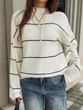 Women's Black And White Stripes Striped Mock Neck Sweater - Black And White Stripes