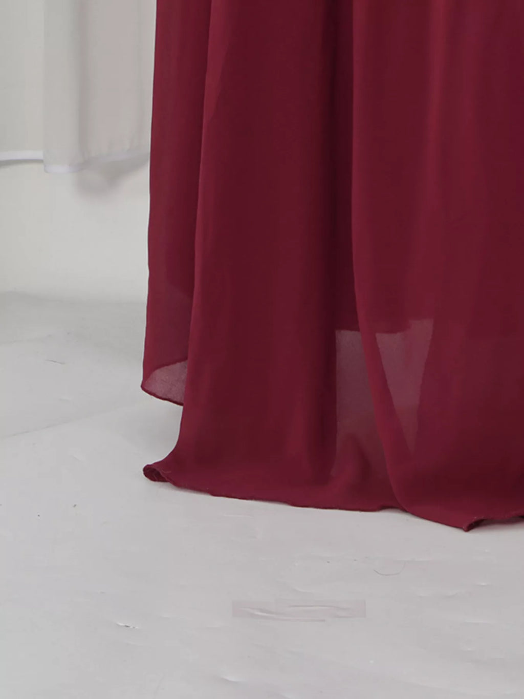 Women's Red Ruched Halter Neck Cape Maxi Dress - Red