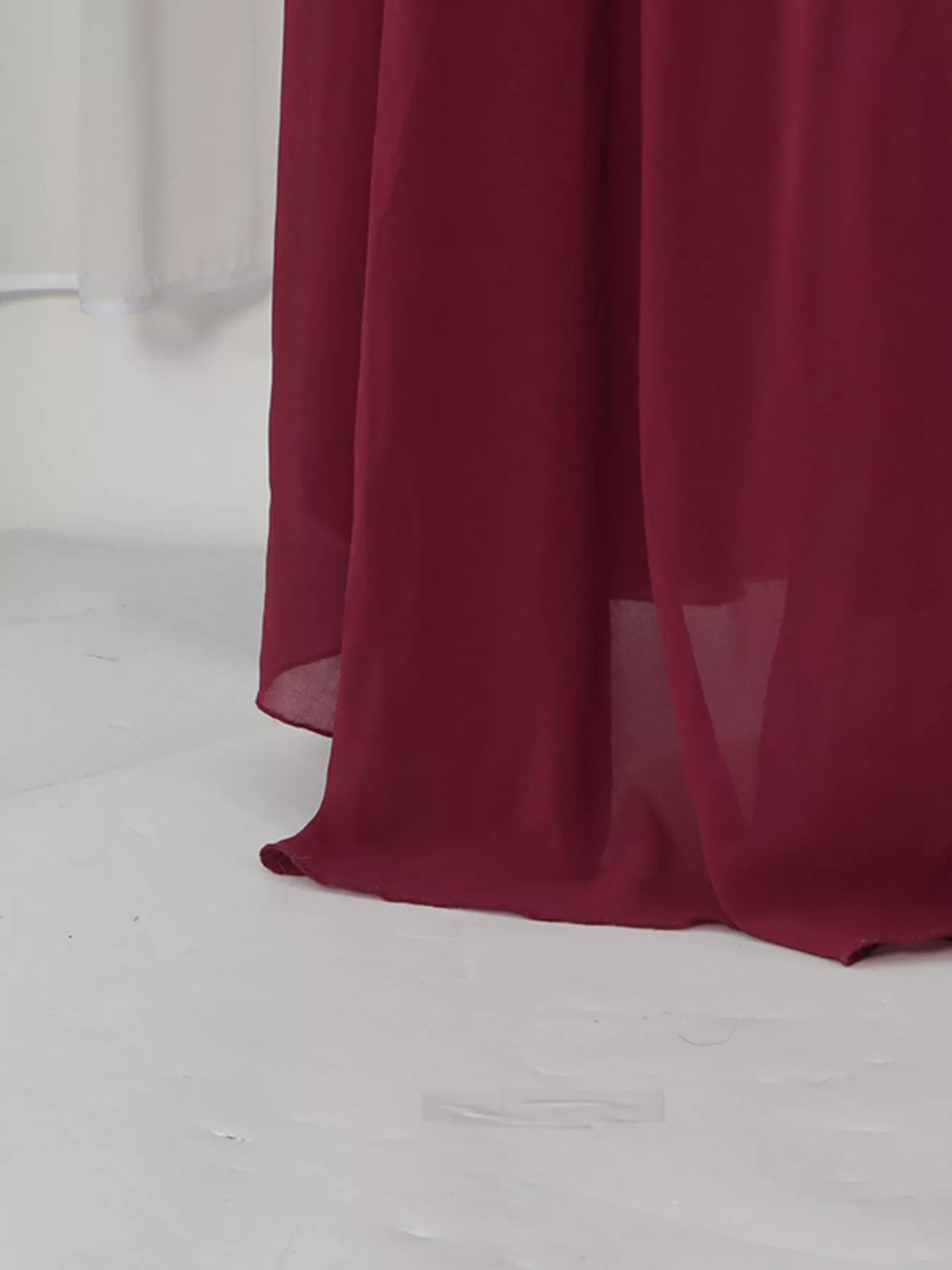 Women's Red Ruched Halter Neck Cape Maxi Dress - Red
