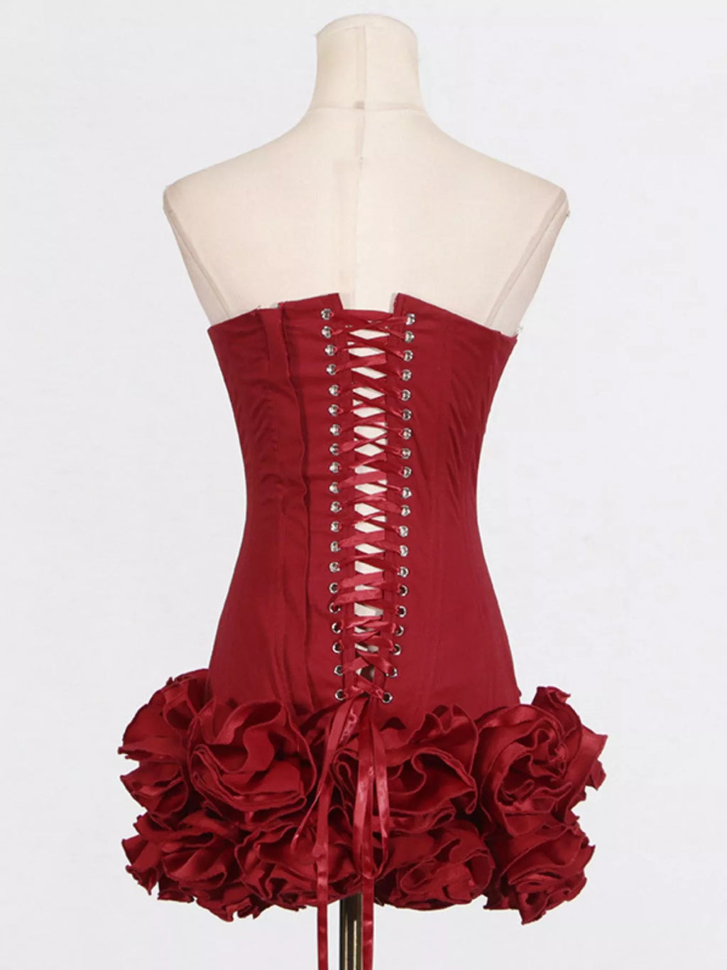 Women's Red Ruffled Hem Tube Mini Dress - Red