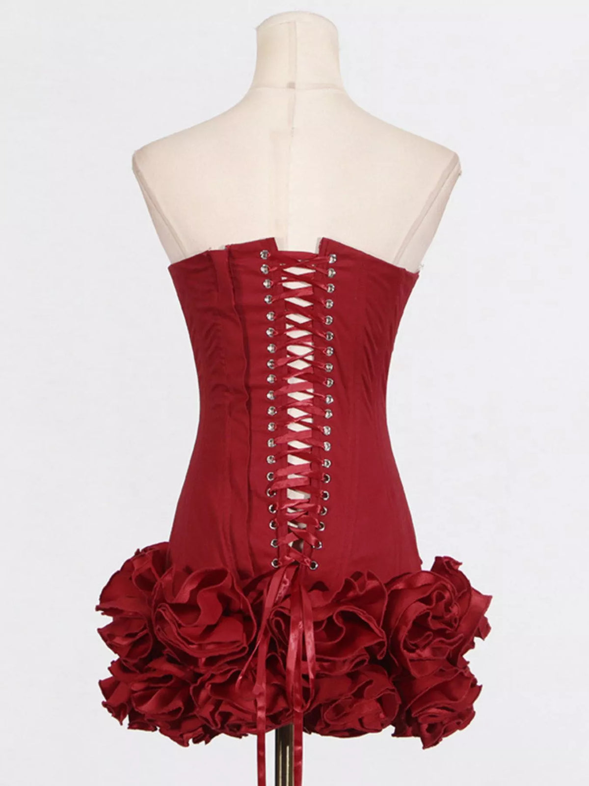 Women's Red Ruffled Hem Tube Mini Dress - Red