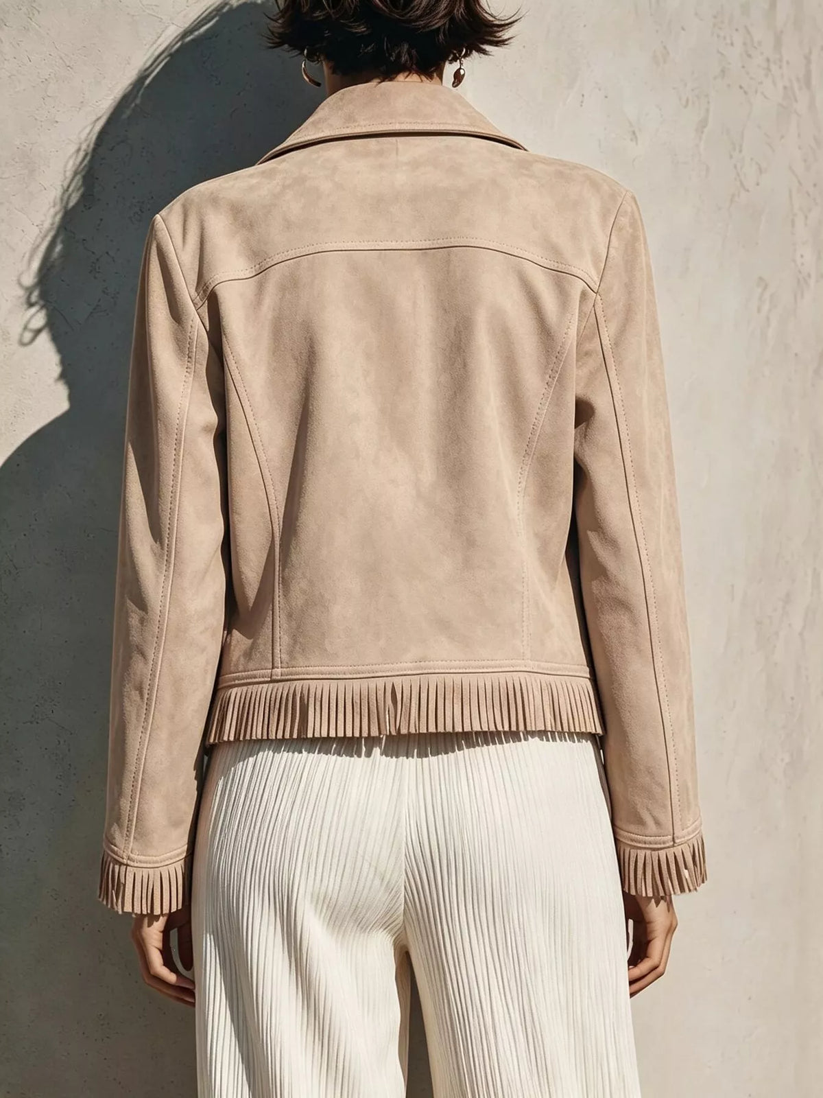 Women's Fringe Hem Zip Up Jacket