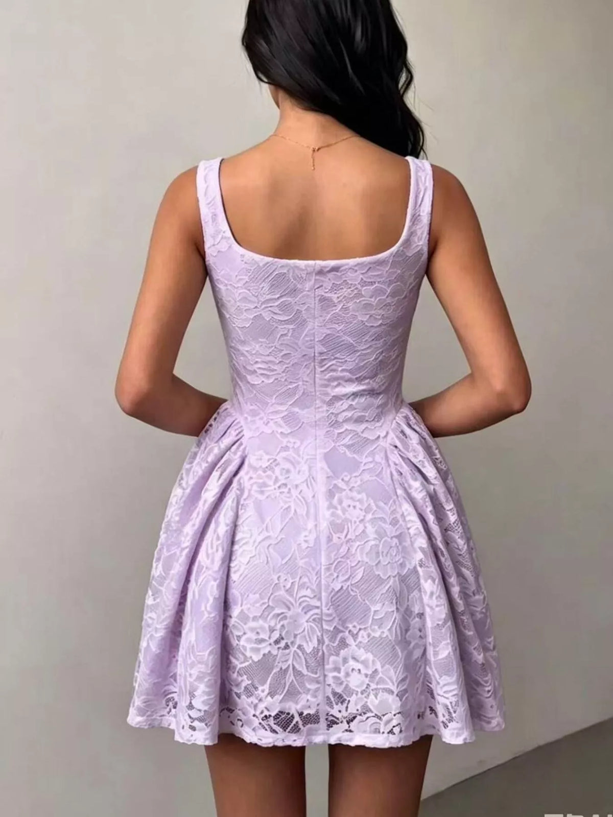 Women's Floral Lace Square Neck Mini Dress