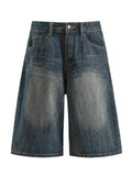 Men's Blue Men's Wide Leg Denim Shorts - Blue