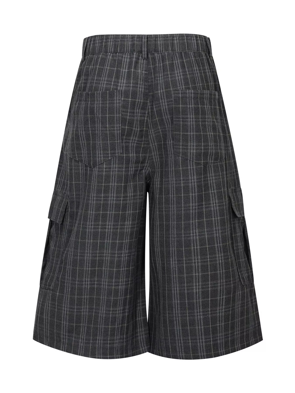 Men's Dark Gray Men's Plaid Wide-Leg Capris - Dark Gray