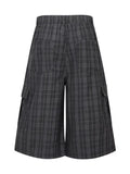 Men's Dark Gray Men's Plaid Wide-Leg Capris - Dark Gray