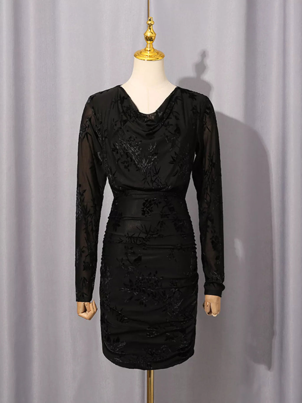 Women's Ruched Long Sleeve Mini Dress