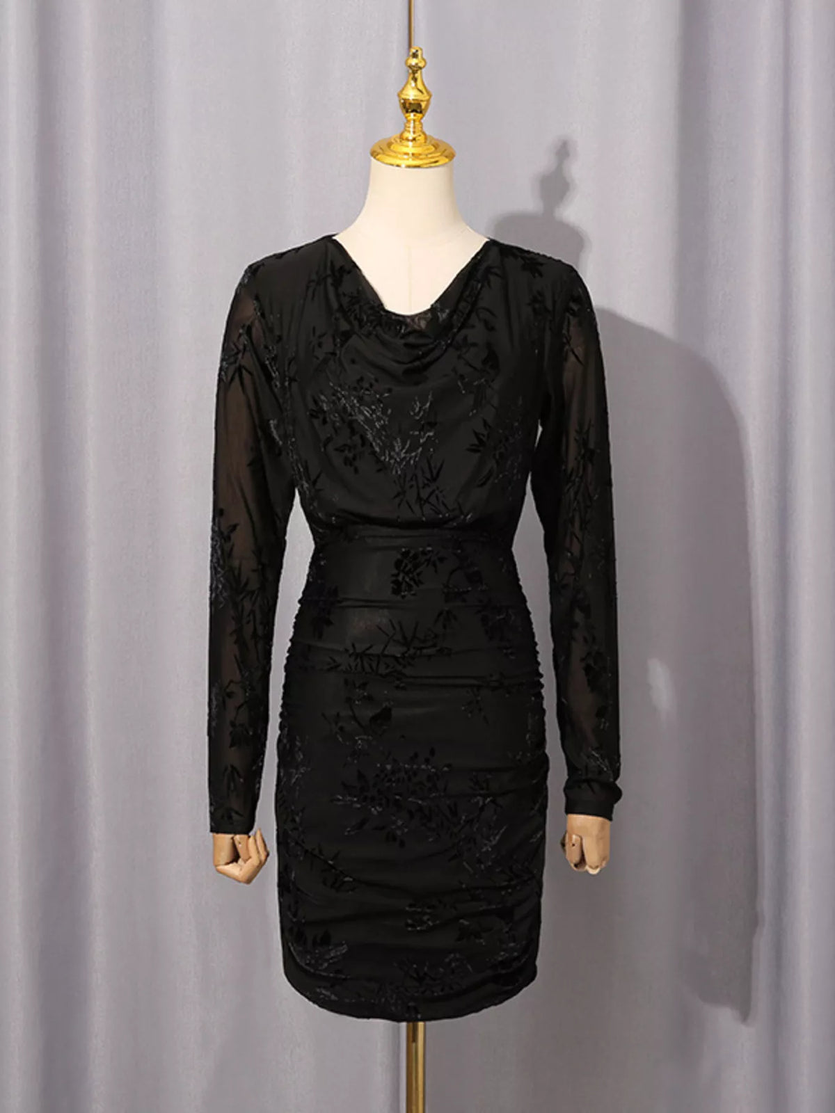 Women's Ruched Long Sleeve Mini Dress