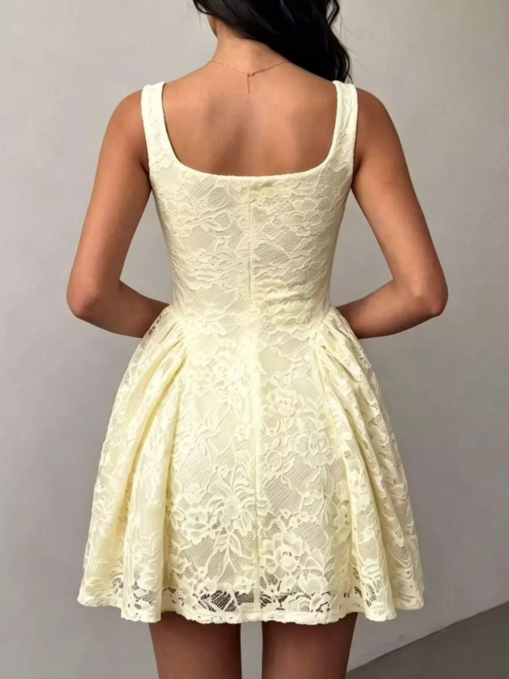 Women's Floral Lace Square Neck Mini Dress
