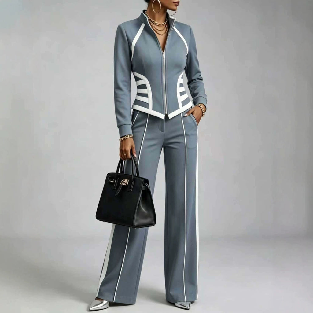 Tight-fitting Long-sleeve Top Tapered-leg Jacket Leggings Cotton Sports Set
