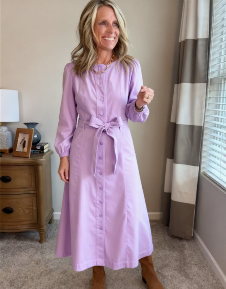 Fashionable Womens Loose-fit Casual Solid-color Dress