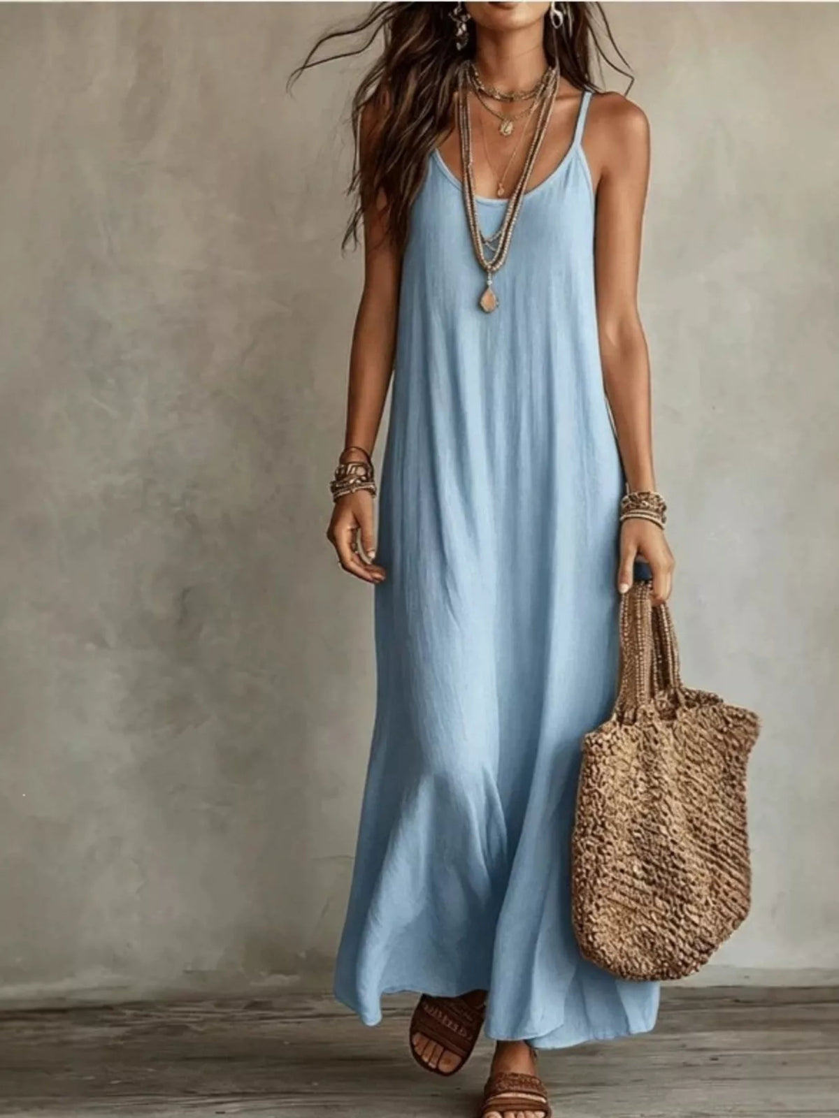 Full Size Scoop Neck Spaghetti Strap Maxi Dress Plus Size