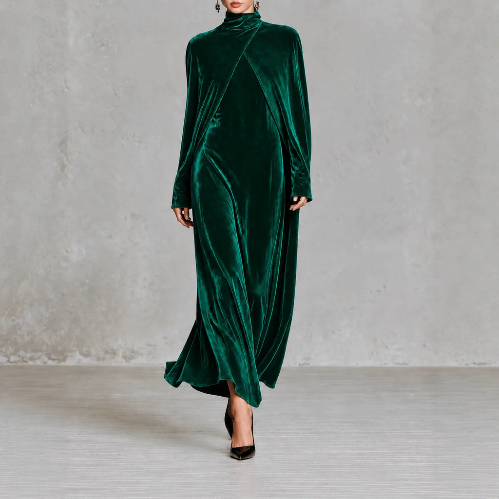 Women's Turtleneck Long-sleeve Shawl Dress