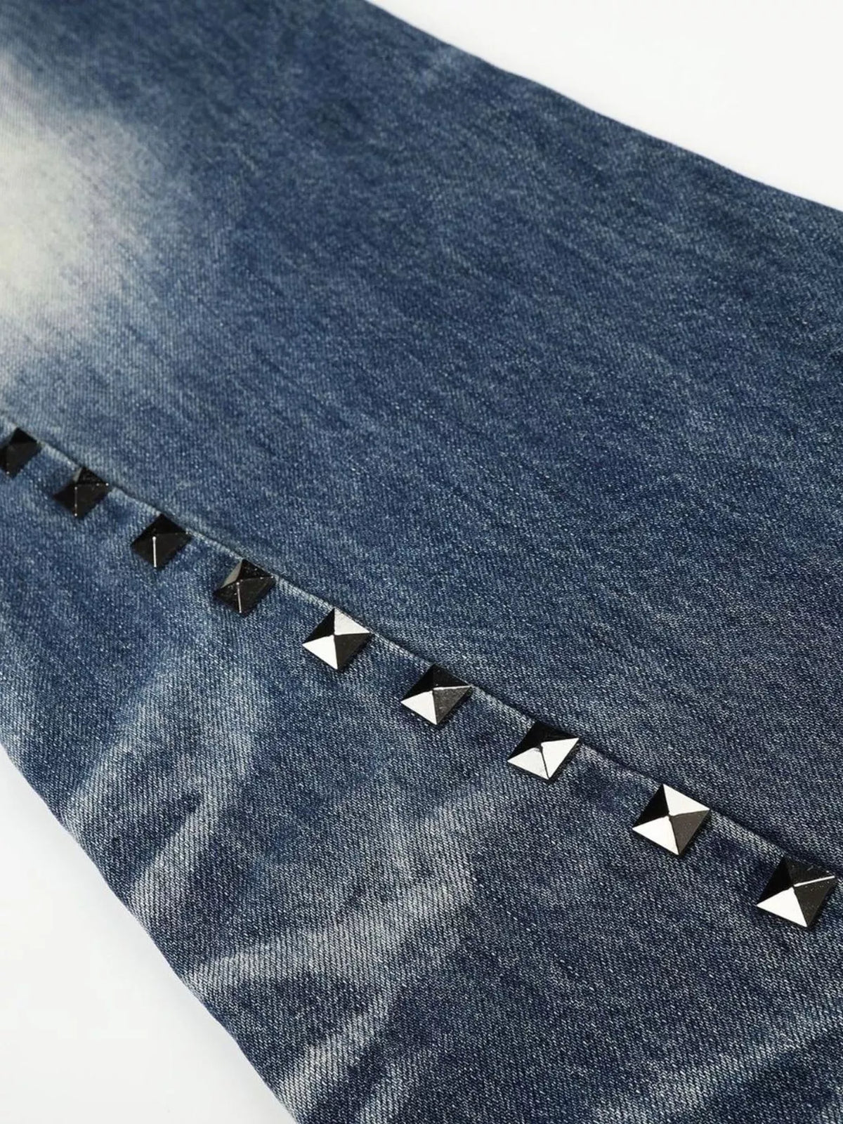 Men's Blue Men's Studded Washed Bootcut Jeans - Blue