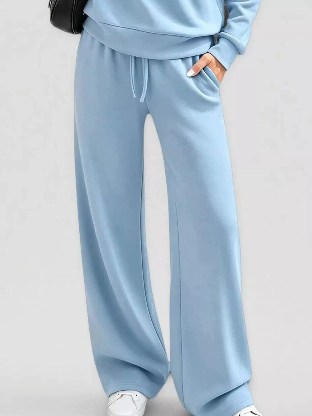 Women's Button Detail Dropped Shoulder Top and Pants Set